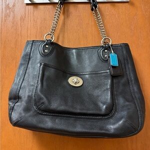 Coach Black Leather Tote Bag